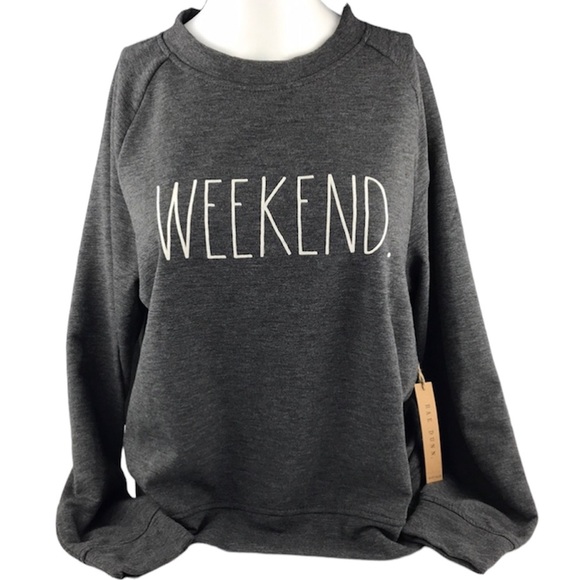 Rae Dunn Tops - Rae Dunn - ‘Weekend’ sweatshirt. Slate Gray. SZ: S,L. NWT